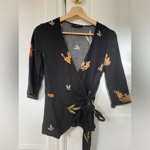 Zara floral print wrap top